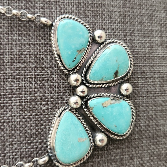 Amazing Native American Handmade Kingman Turquoise Butterfly Necklace 🩵🦋💙🎁 - Picture 4 of 16